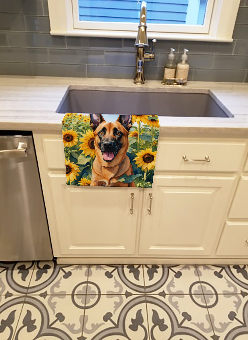 Buy this Belgian Malinois in Sunflowers Kitchen Towel