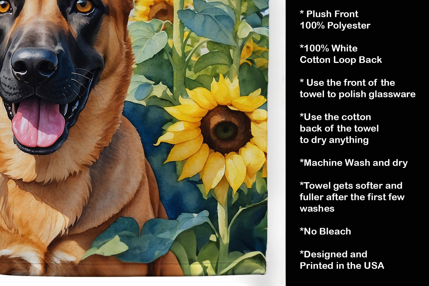 Belgian Malinois in Sunflowers Kitchen Towel