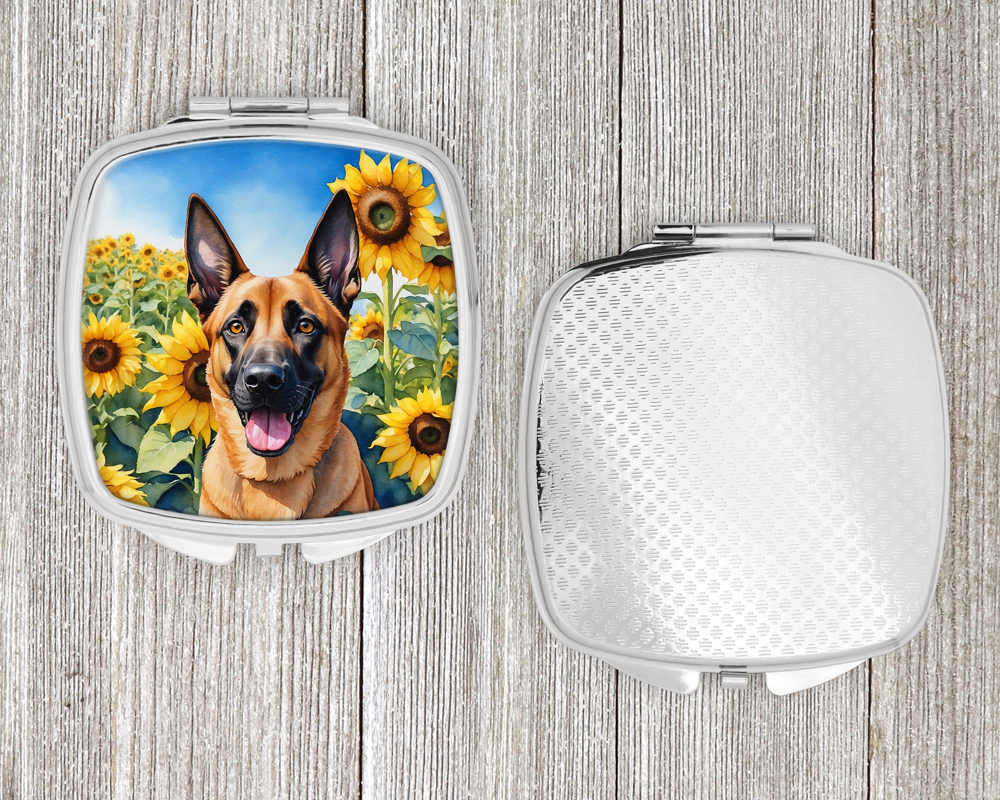 Belgian Malinois in Sunflowers Compact Mirror