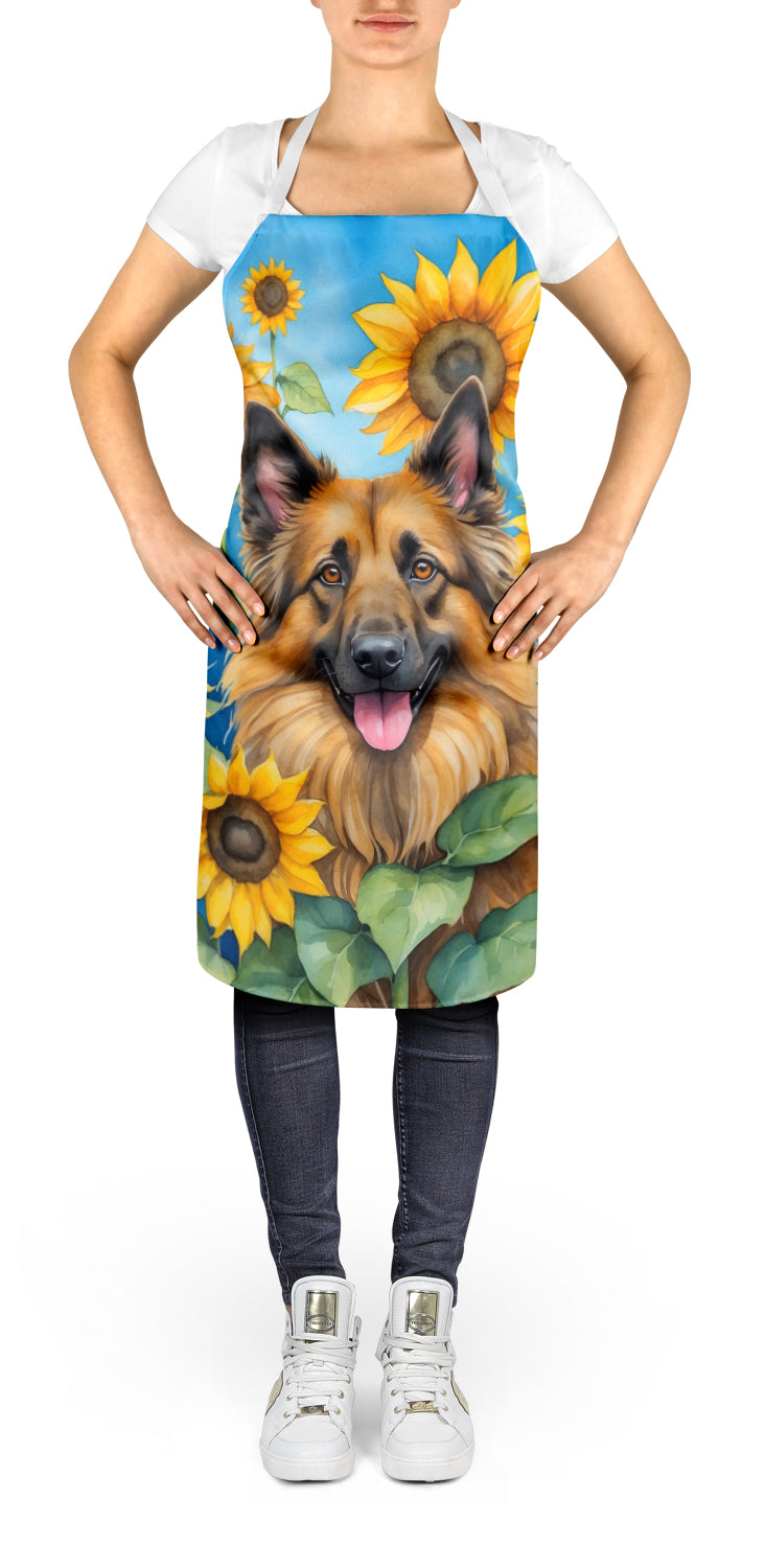 Belgian Tervuren in Sunflowers Apron