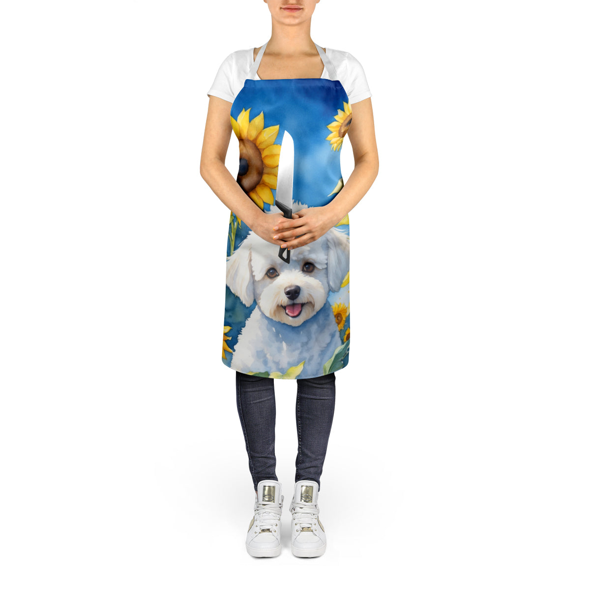 Bichon Frise in Sunflowers Apron