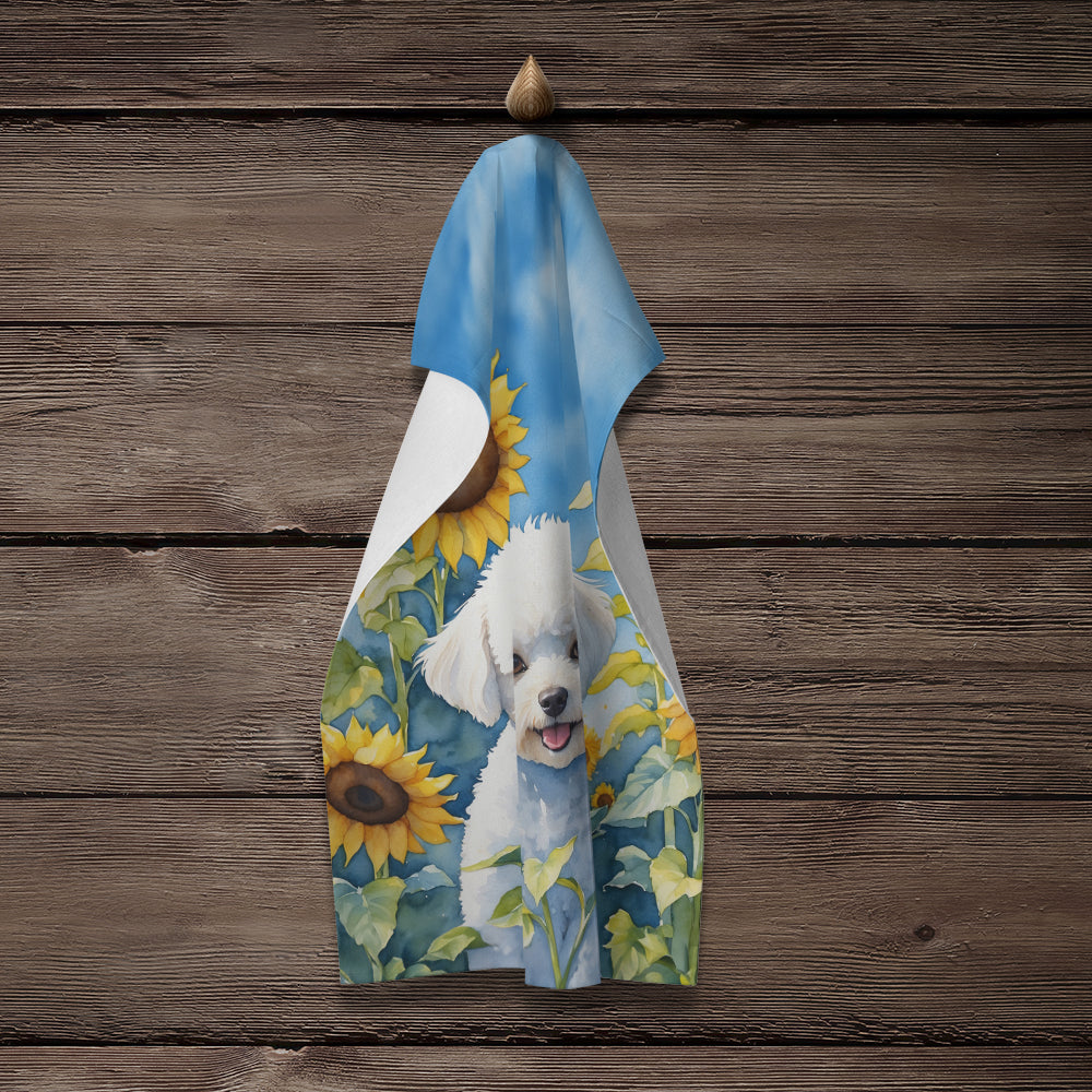 Bichon Frise in Sunflowers Kitchen Towel