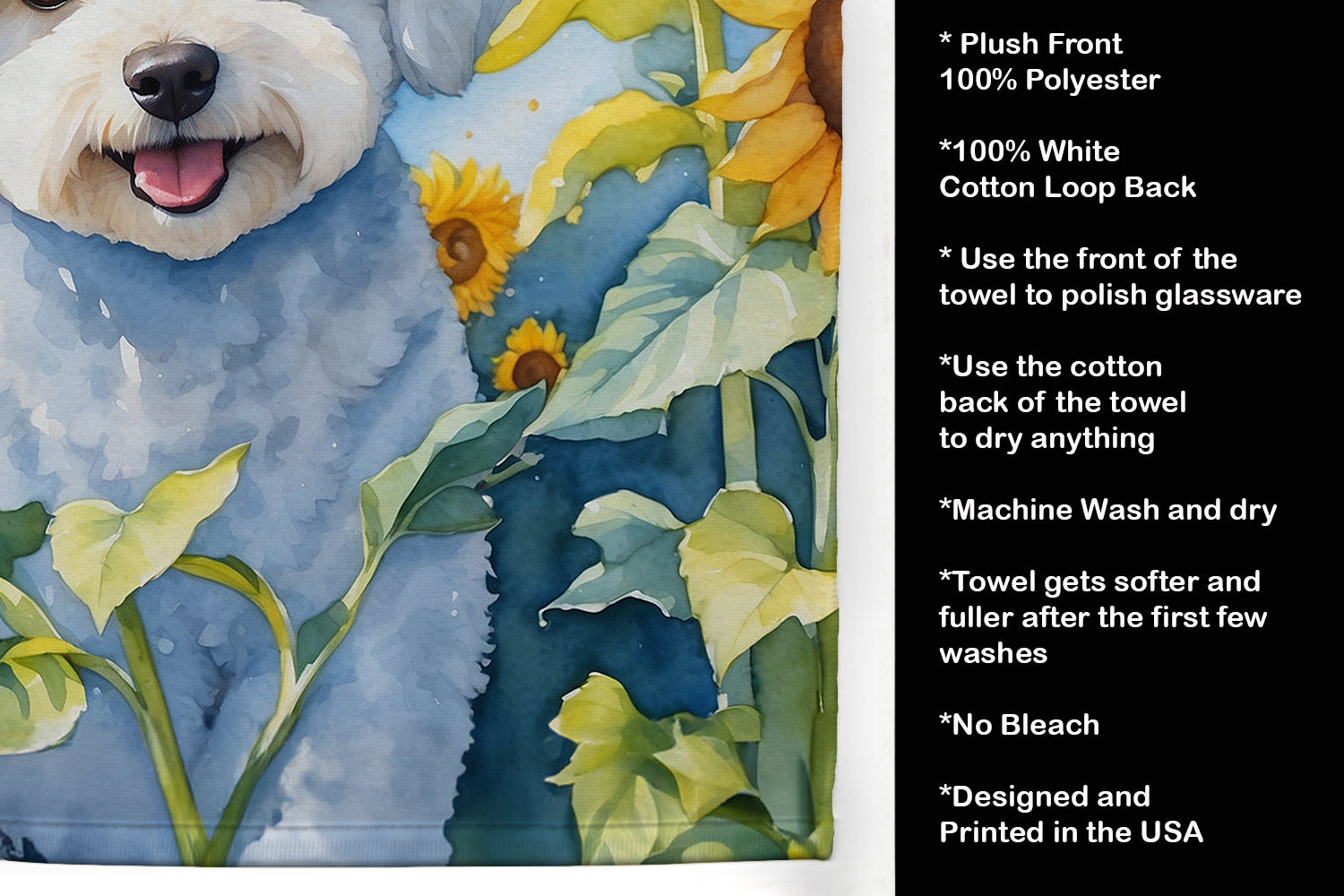 Bichon Frise in Sunflowers Kitchen Towel