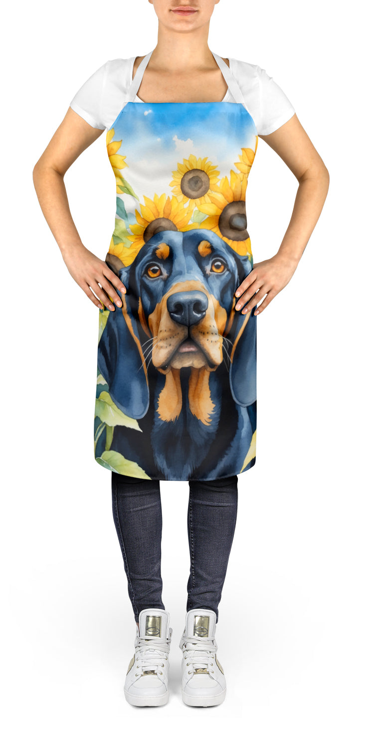 Buy this Black and Tan Coonhound in Sunflowers Apron