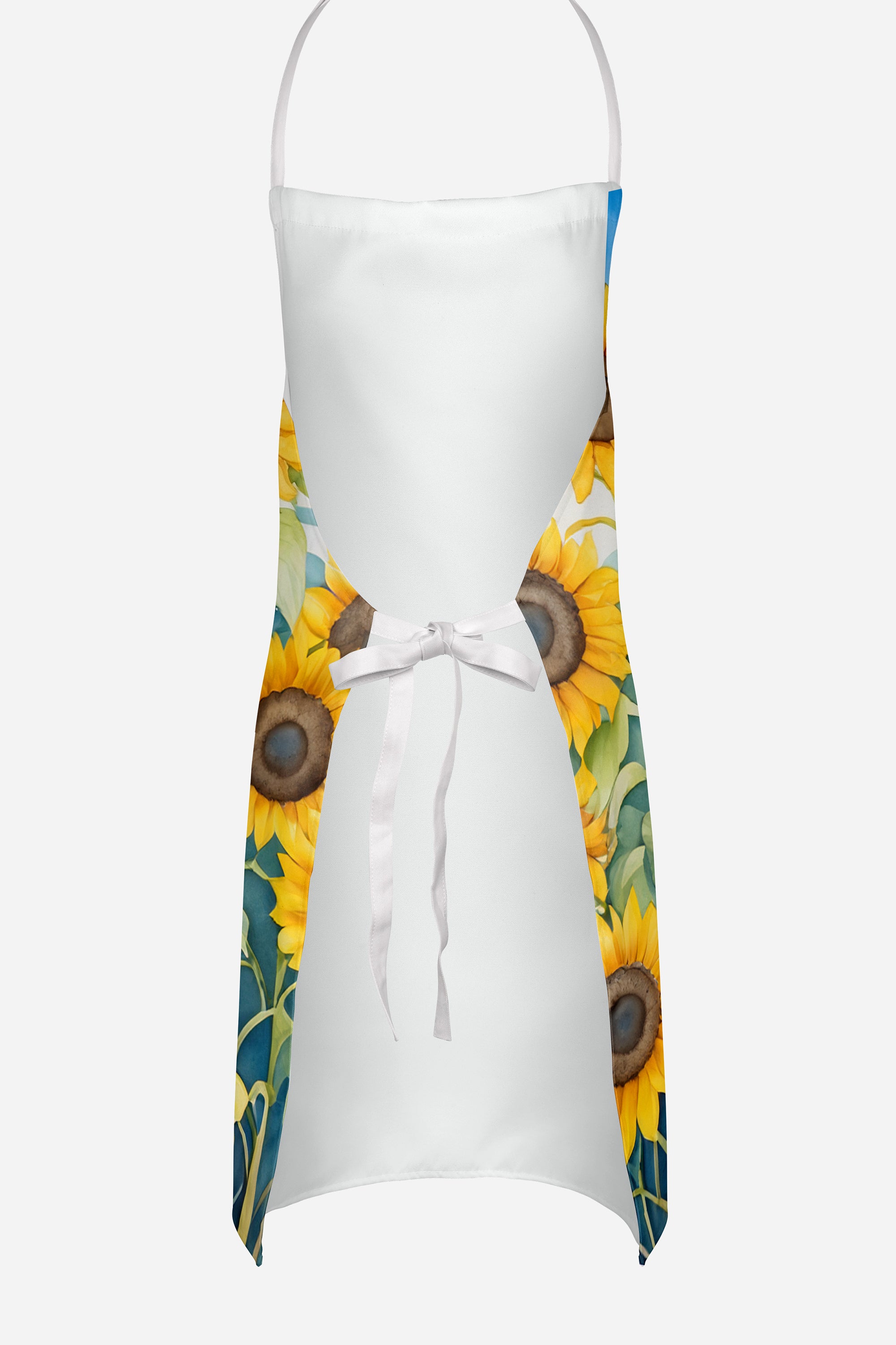 Black and Tan Coonhound in Sunflowers Apron