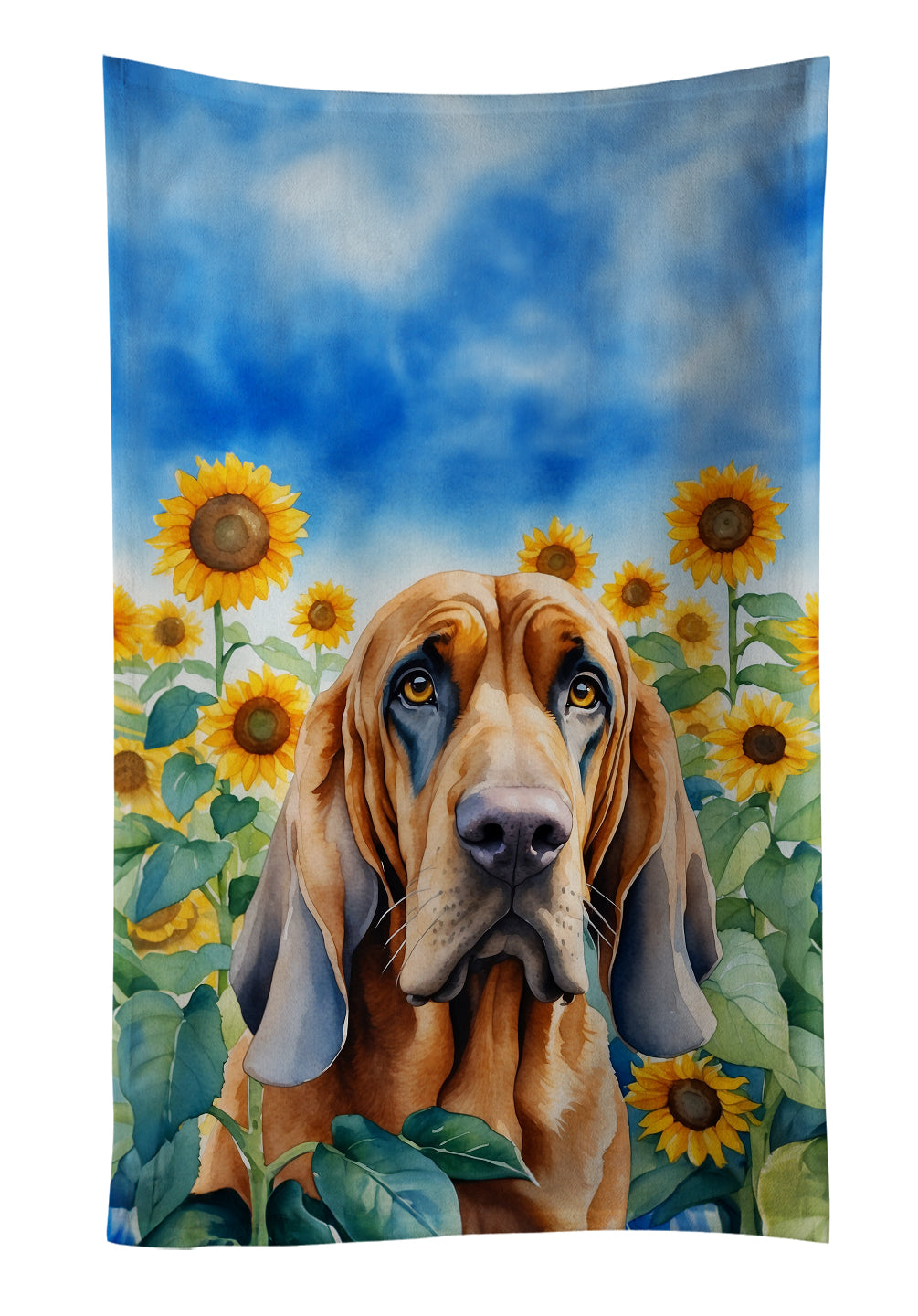 Buy this Bloodhound in Sunflowers Kitchen Towel