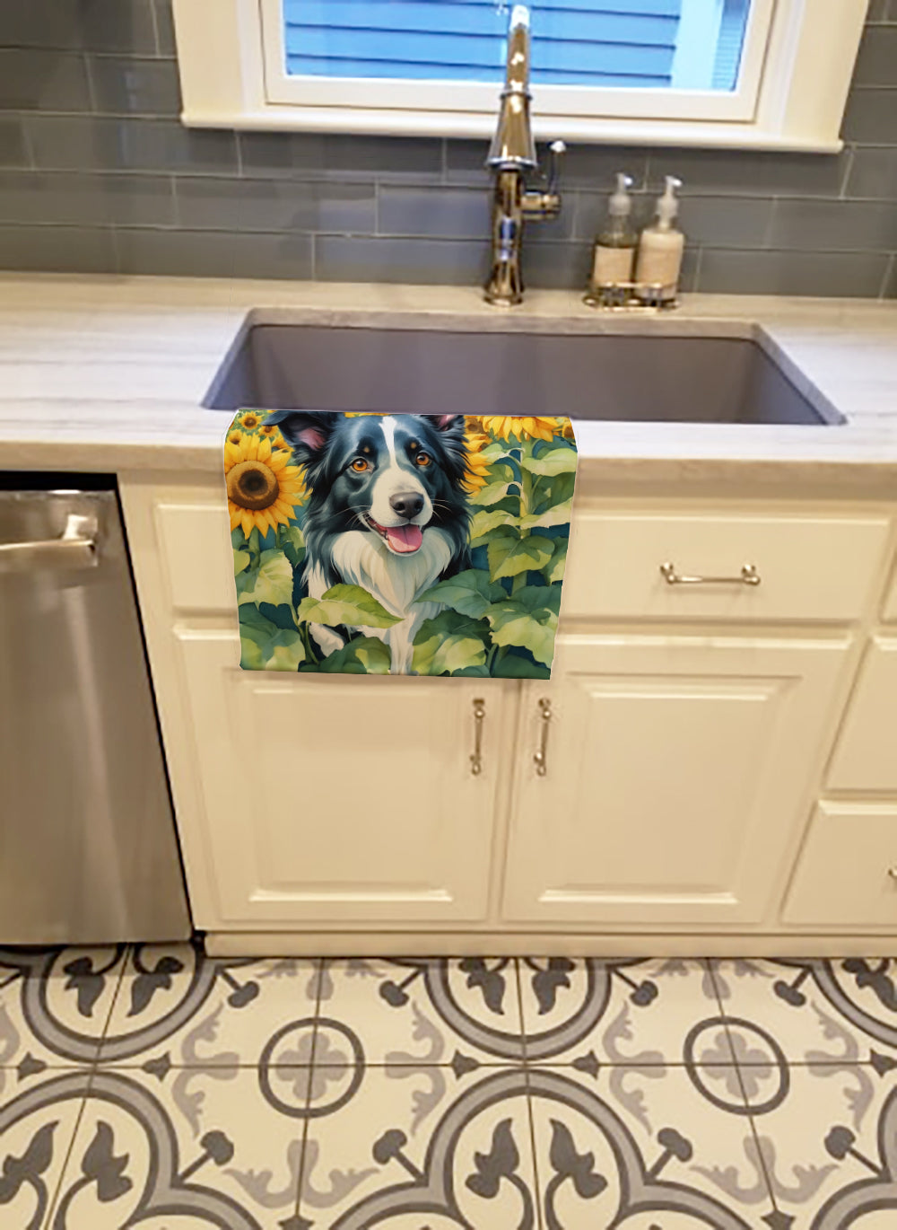 Buy this Border Collie in Sunflowers Kitchen Towel