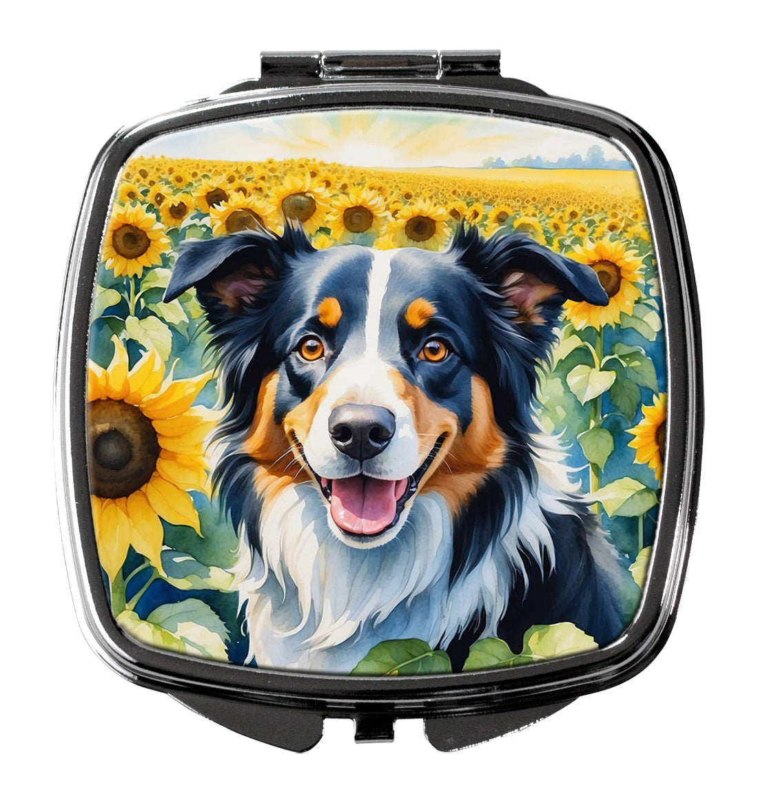 Buy this Border Collie in Sunflowers Compact Mirror