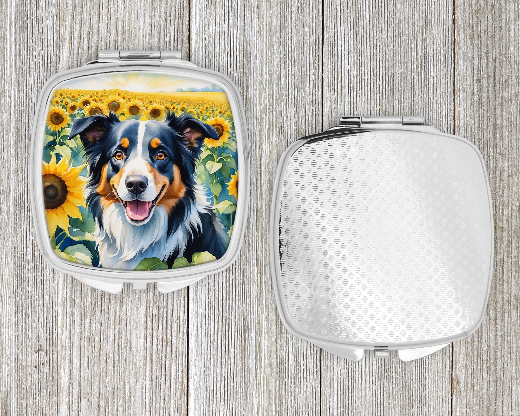 Border Collie in Sunflowers Compact Mirror