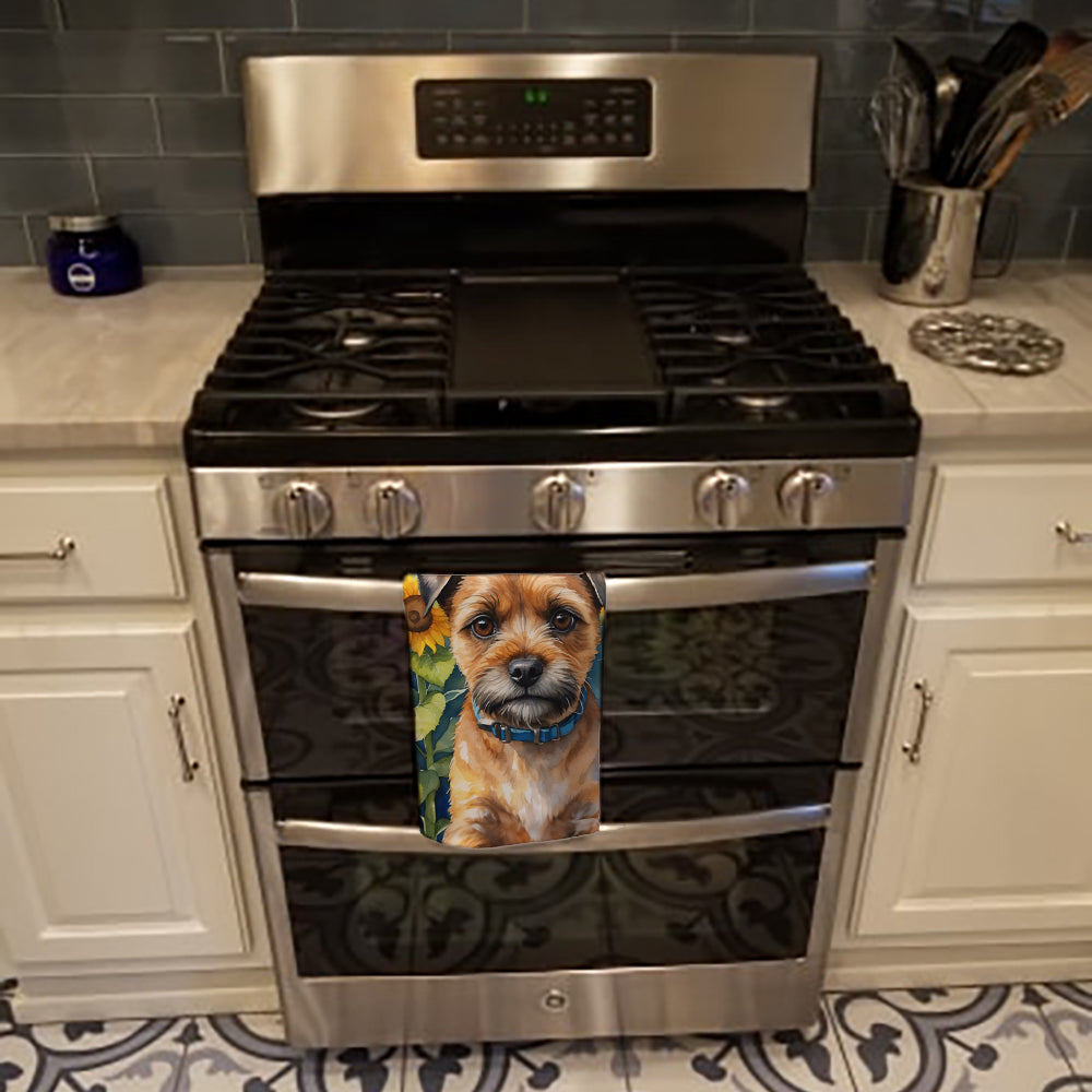 Border Terrier in Sunflowers Kitchen Towel