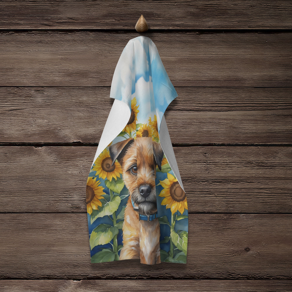 Border Terrier in Sunflowers Kitchen Towel