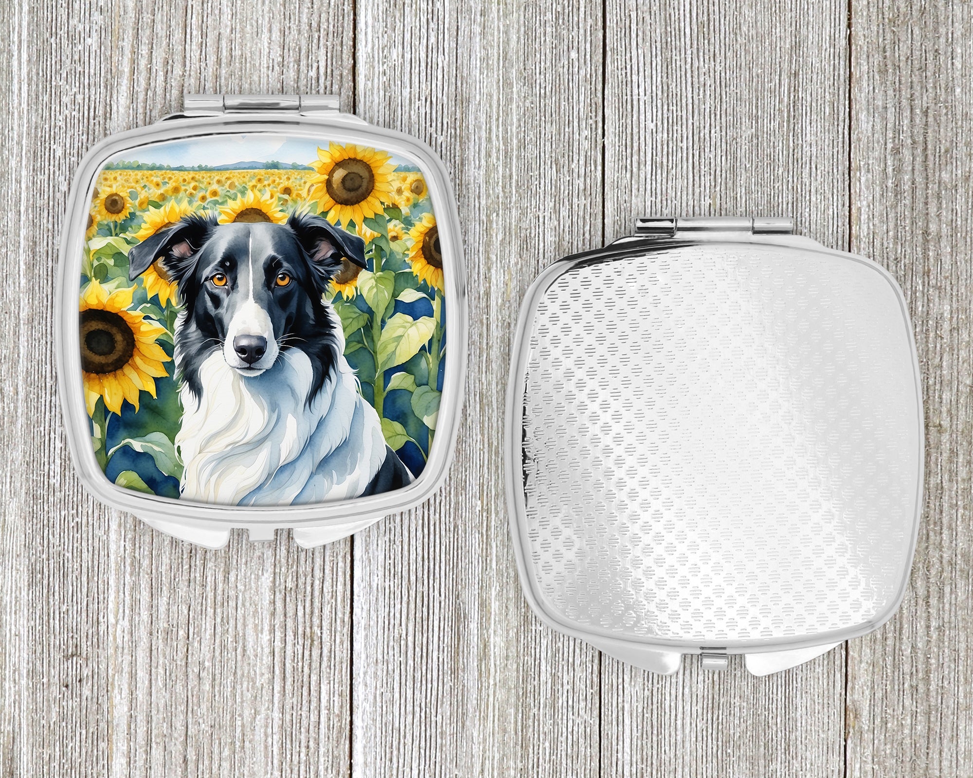 Borzoi in Sunflowers Compact Mirror