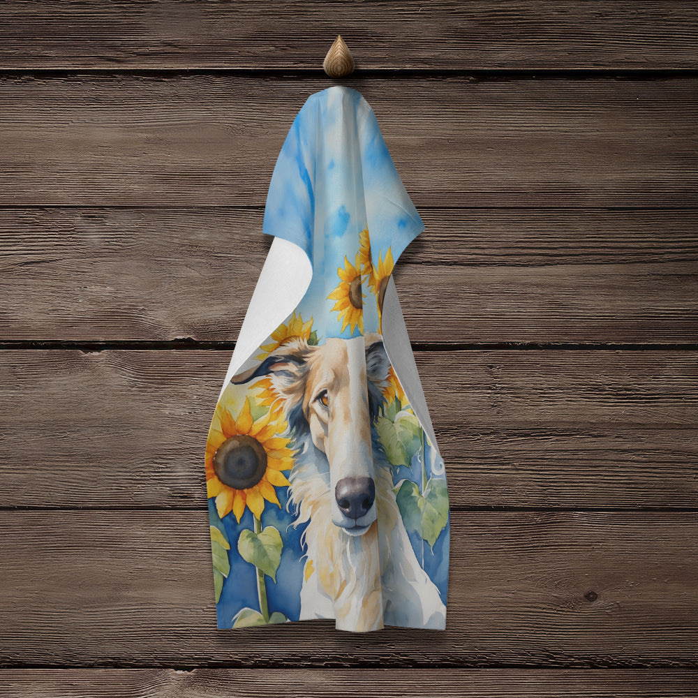 Borzoi in Sunflowers Kitchen Towel