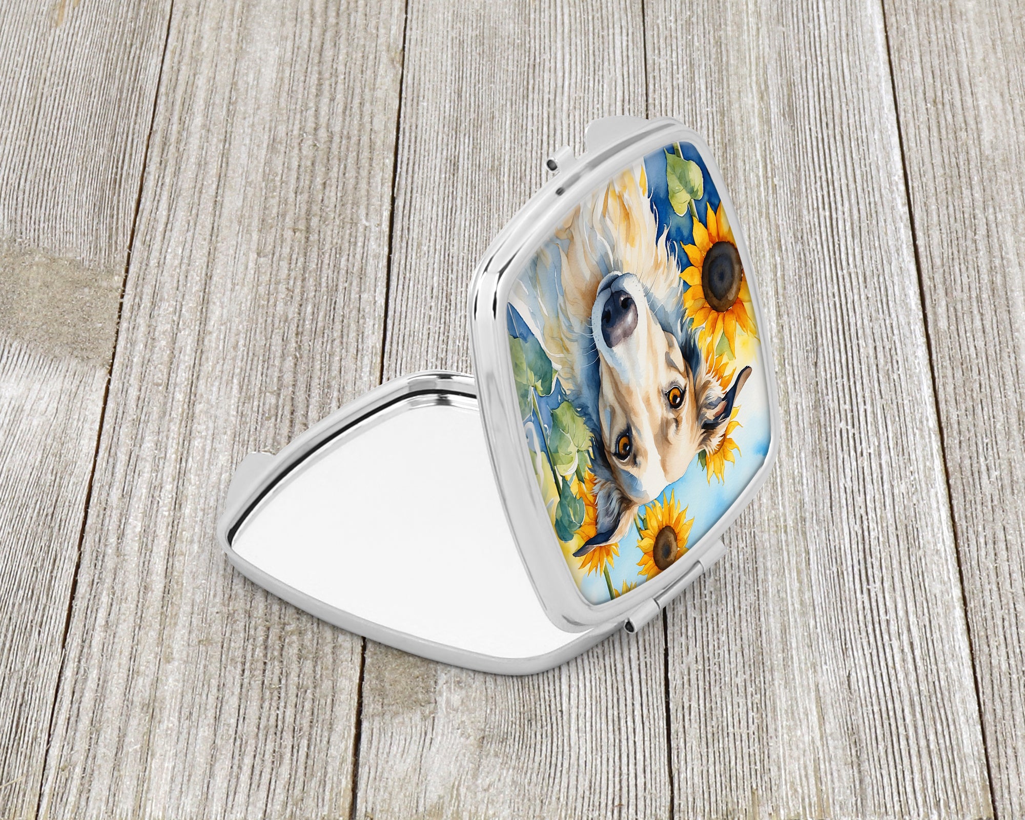 Borzoi in Sunflowers Compact Mirror