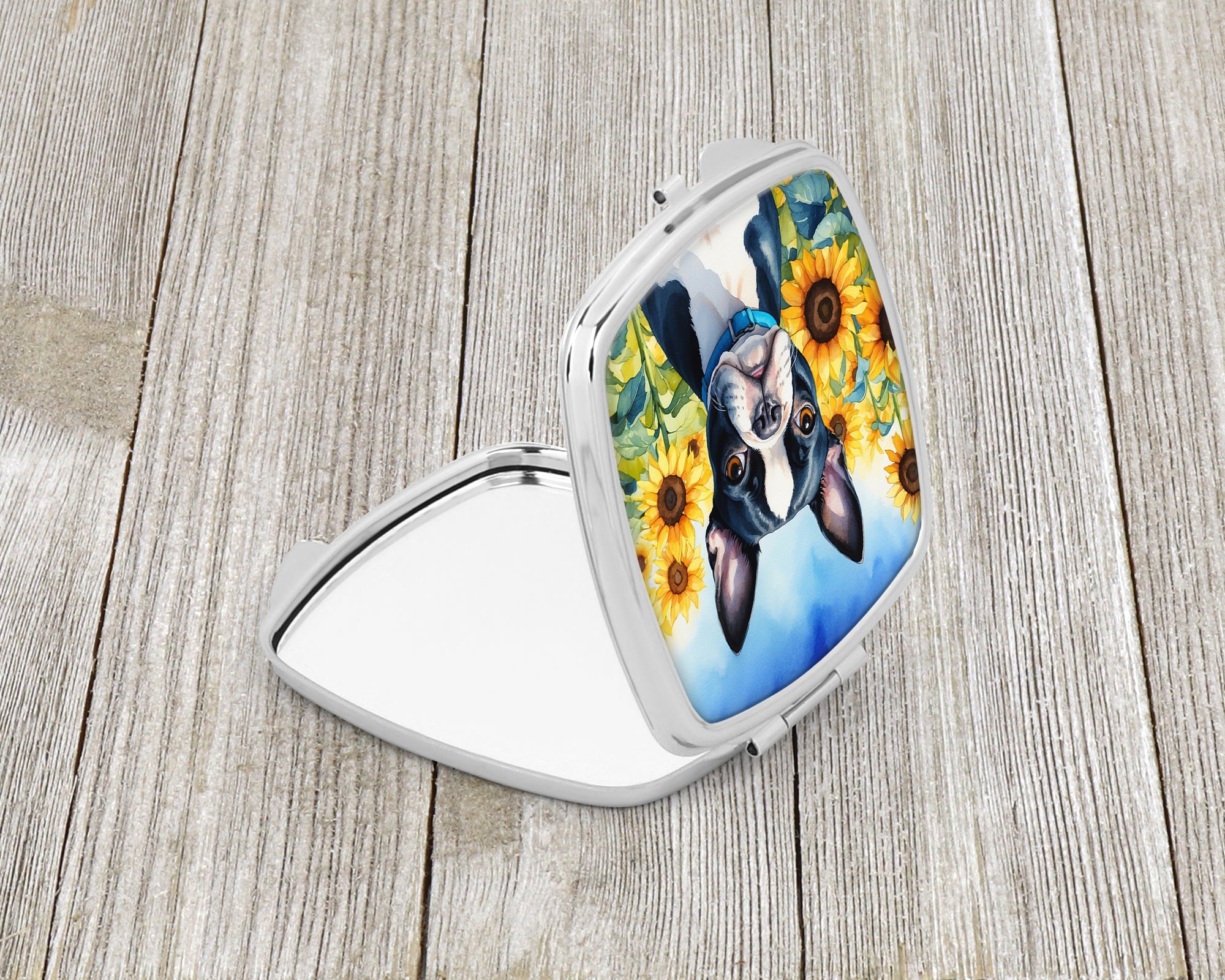 Buy this Boston Terrier in Sunflowers Compact Mirror