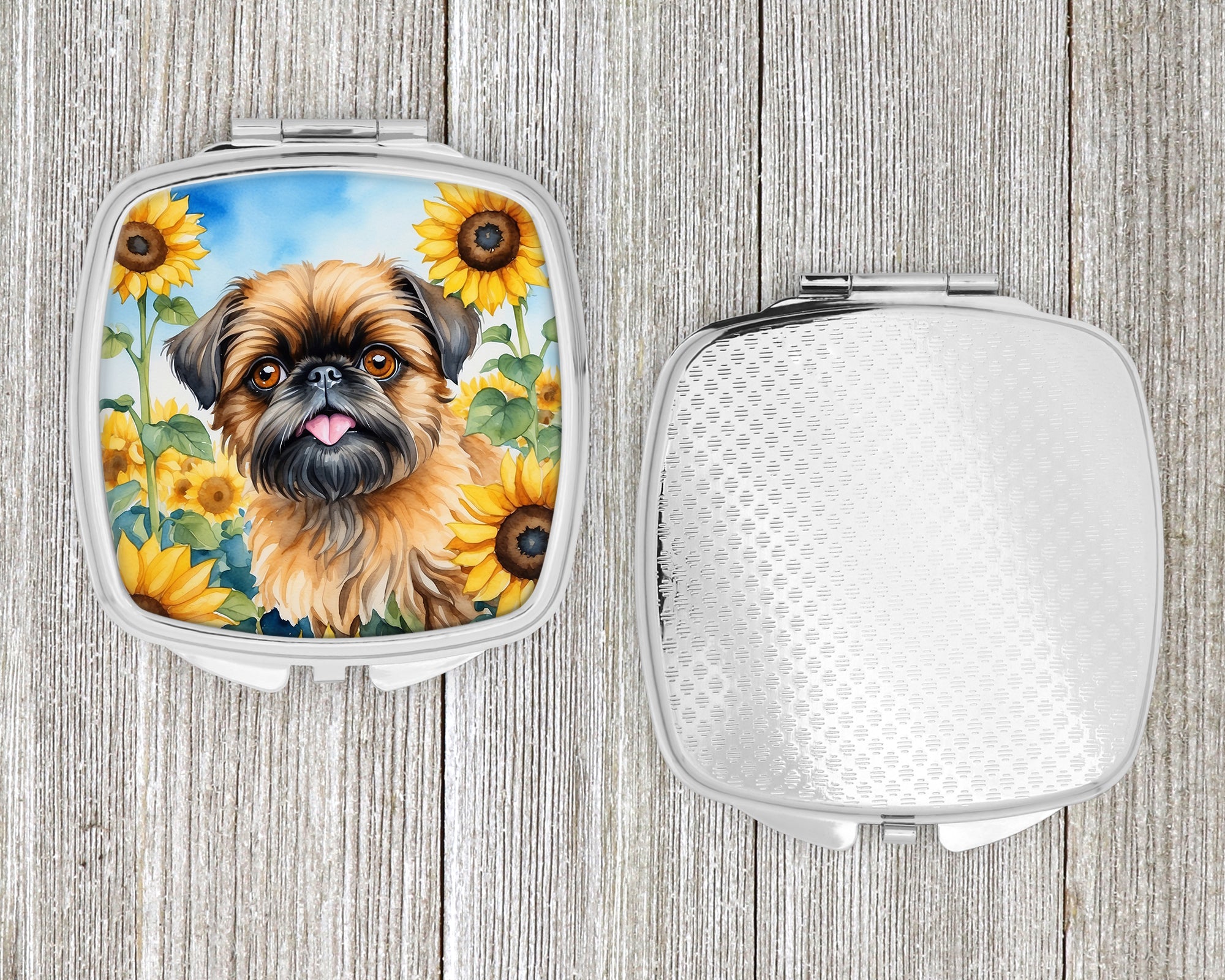 Brussels Griffon in Sunflowers Compact Mirror