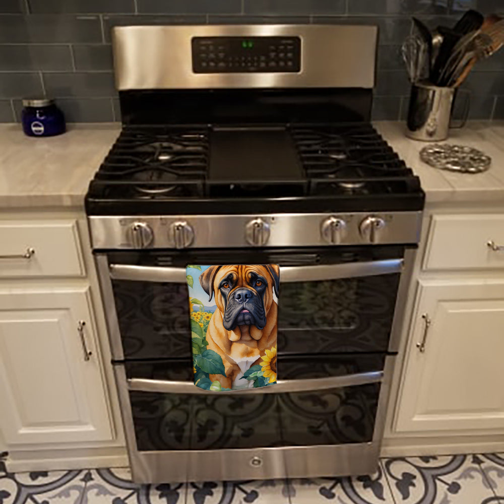 Bullmastiff in Sunflowers Kitchen Towel