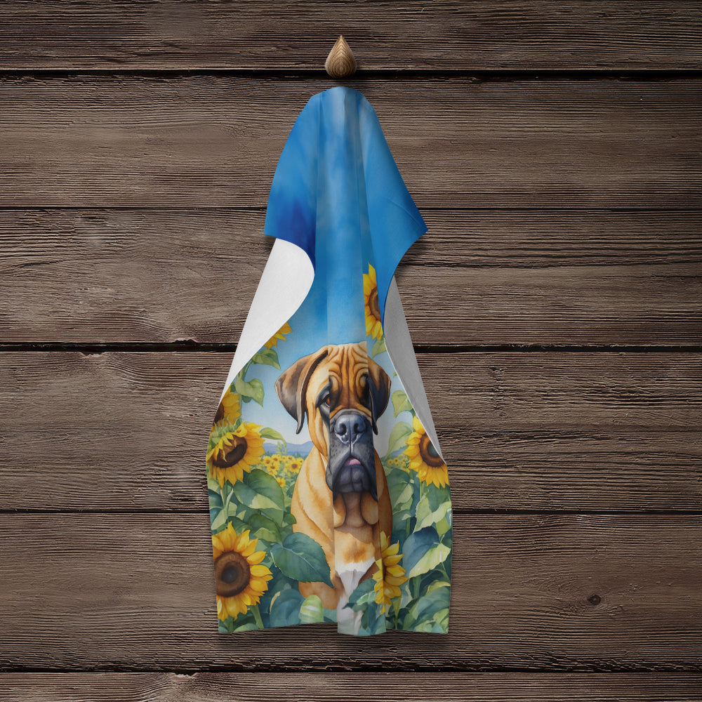 Bullmastiff in Sunflowers Kitchen Towel