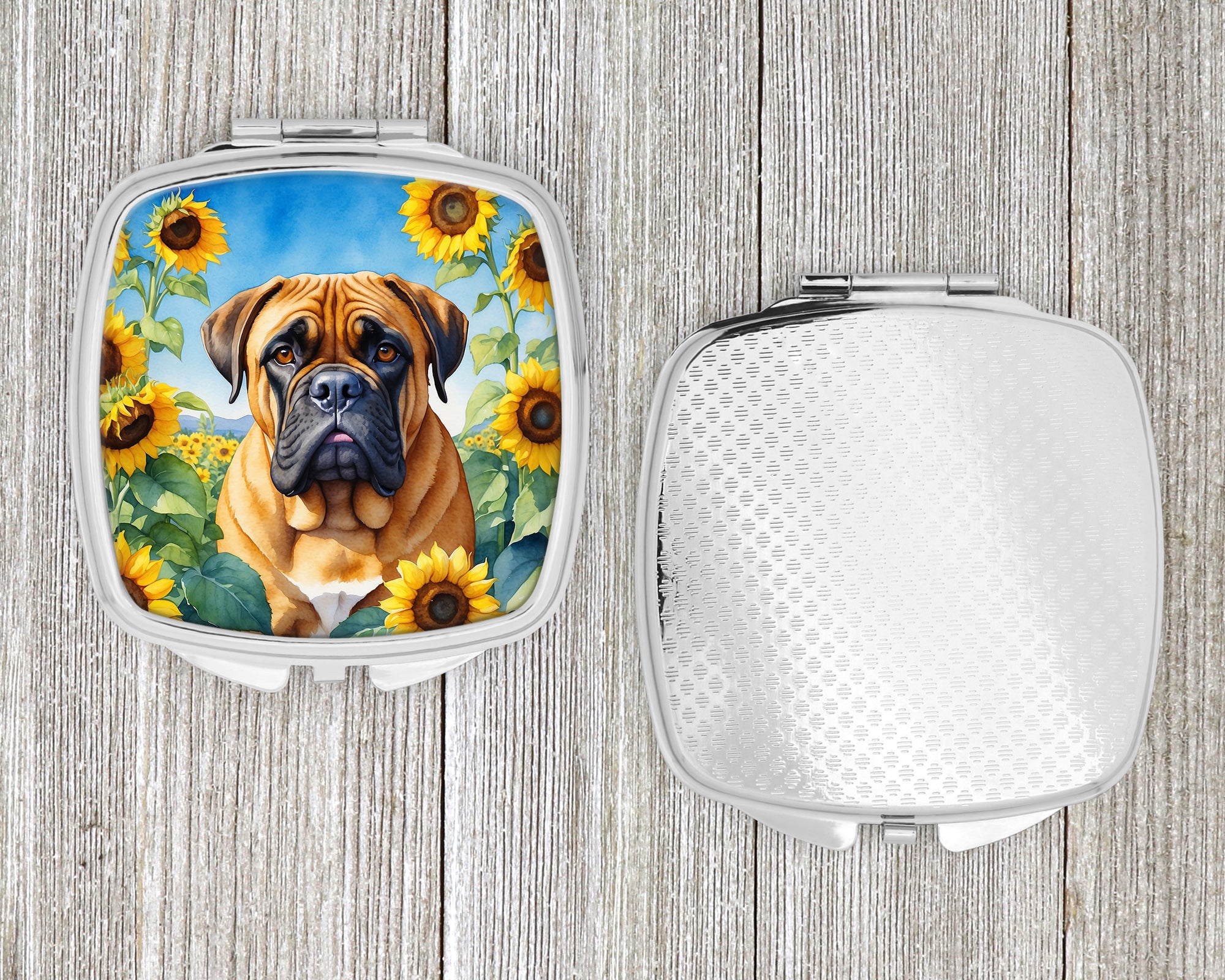 Bullmastiff in Sunflowers Compact Mirror