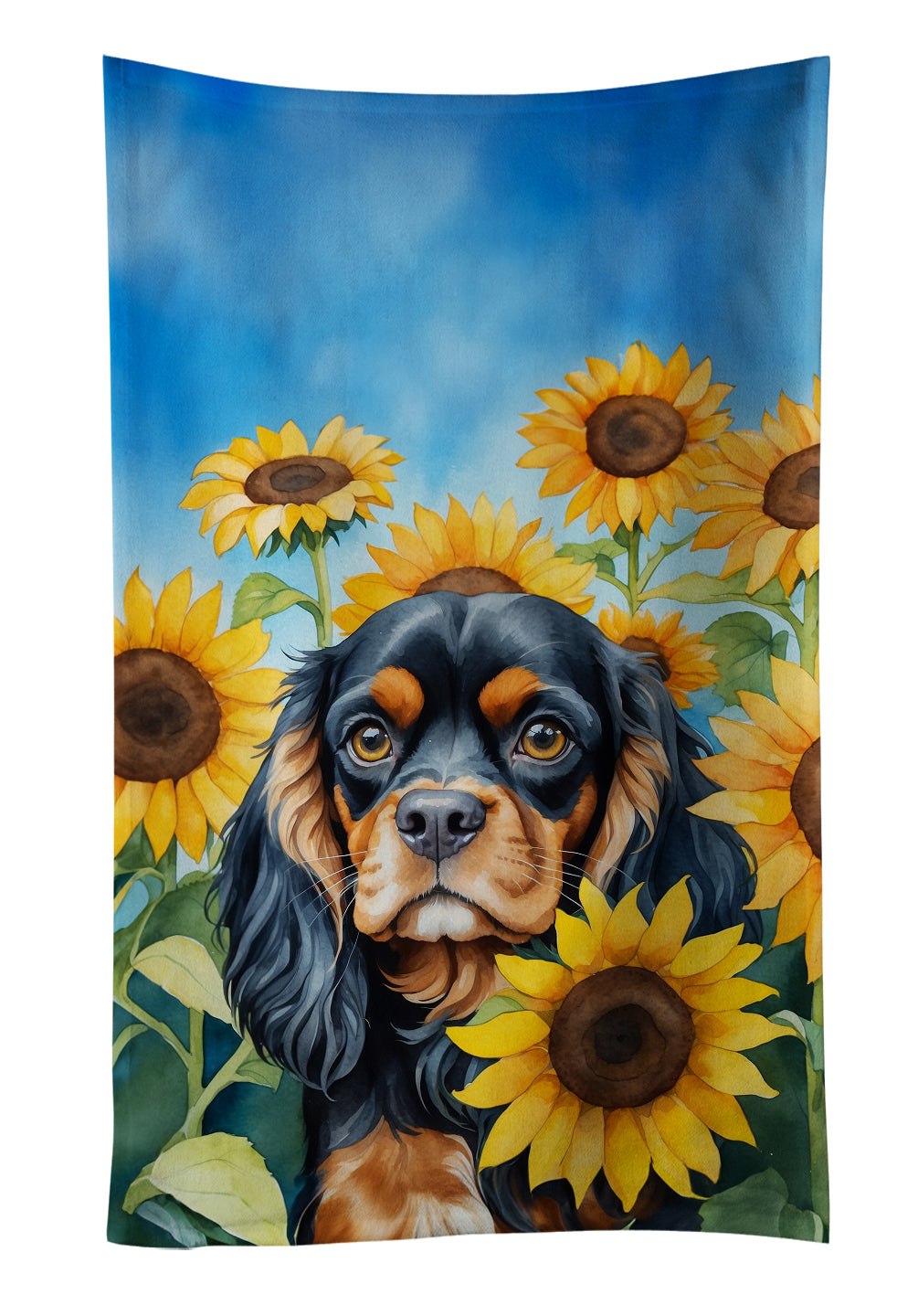 Buy this Cavalier Spaniel in Sunflowers Kitchen Towel