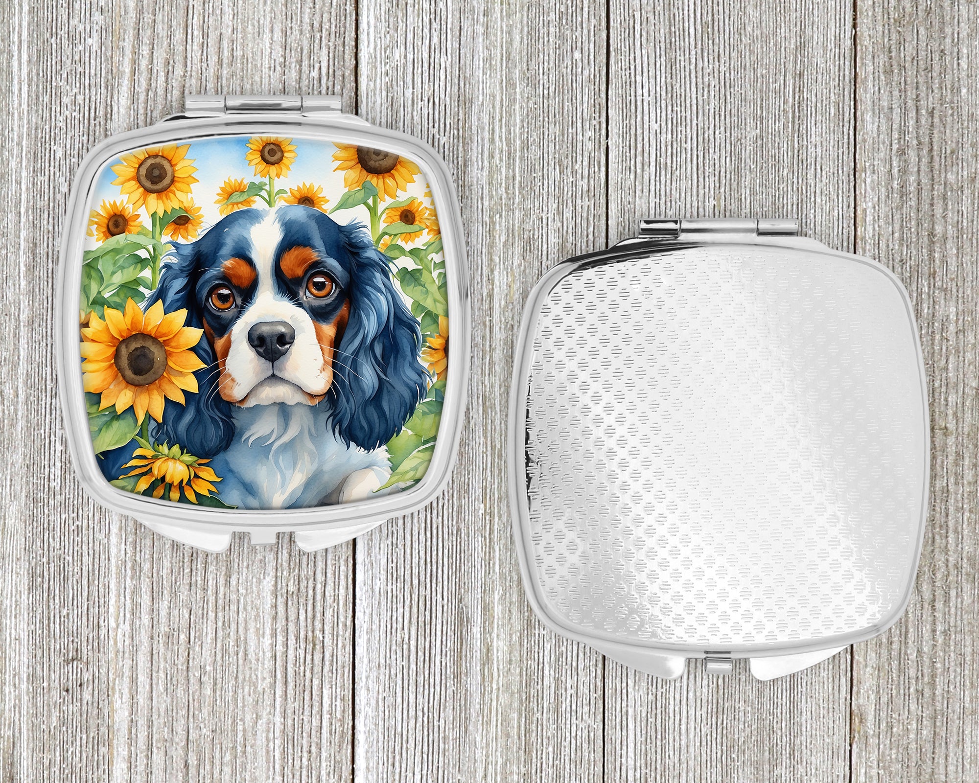 Cavalier Spaniel in Sunflowers Compact Mirror