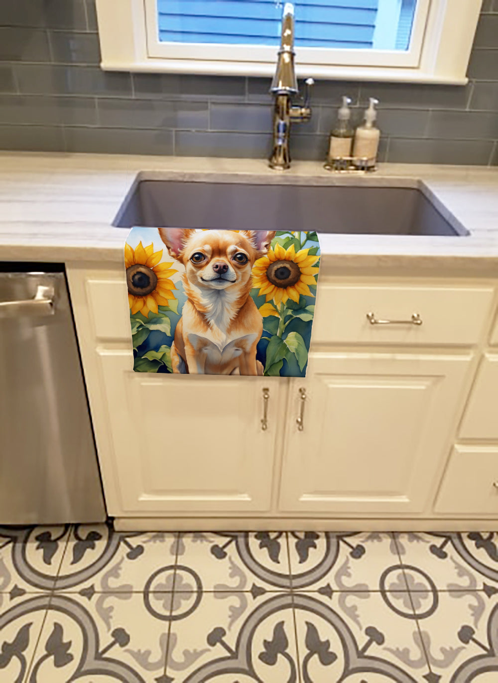 Buy this Chihuahua in Sunflowers Kitchen Towel