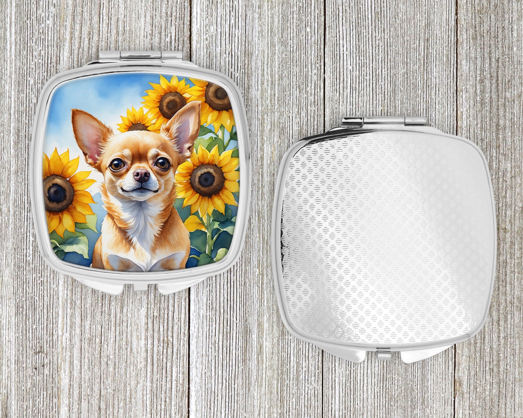 Chihuahua in Sunflowers Compact Mirror