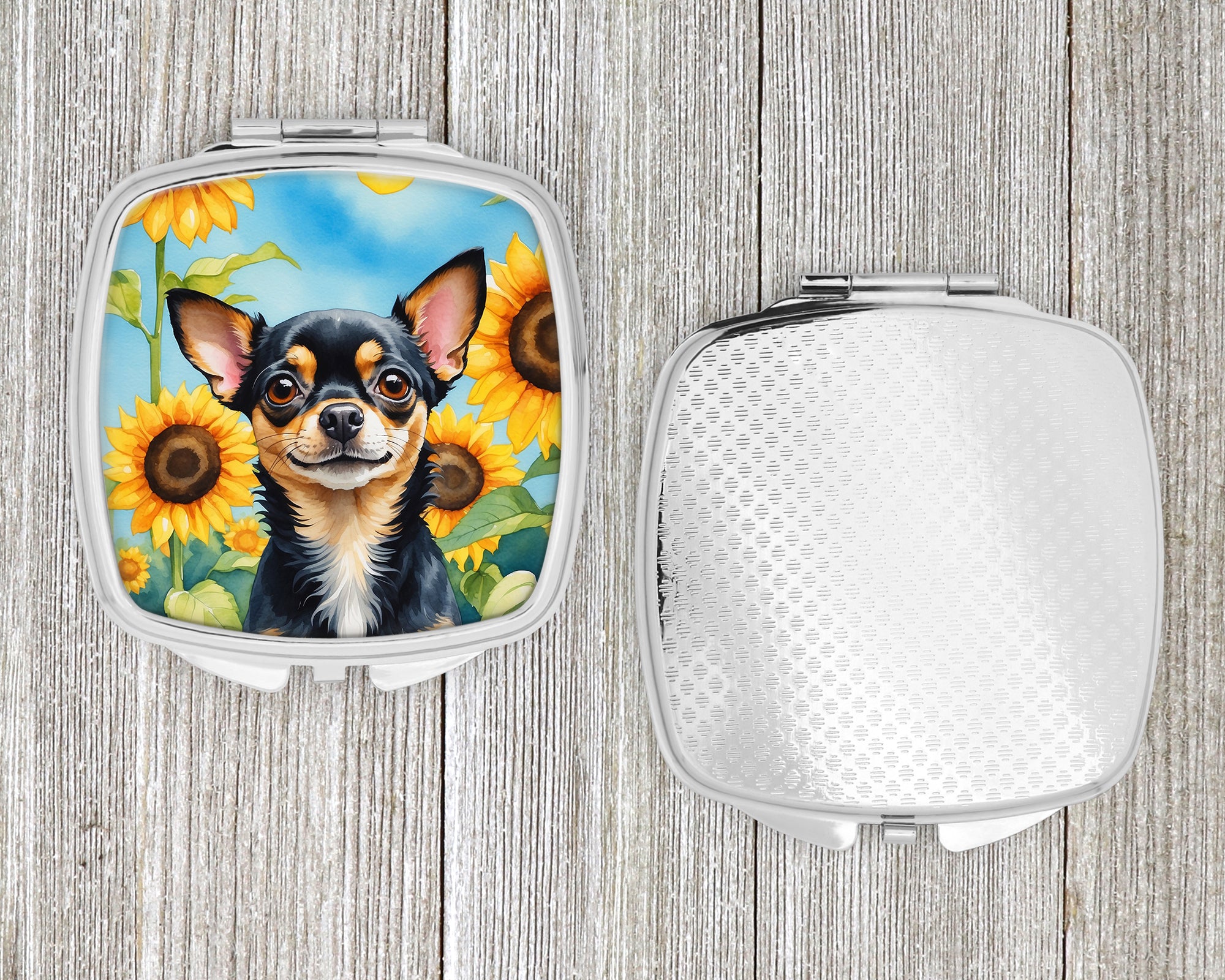 Chihuahua in Sunflowers Compact Mirror