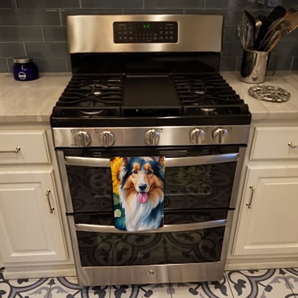 Collie in Sunflowers Kitchen Towel