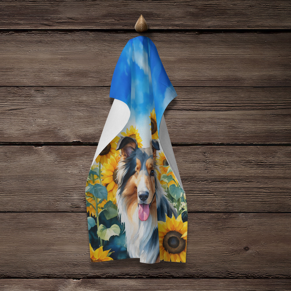 Collie in Sunflowers Kitchen Towel