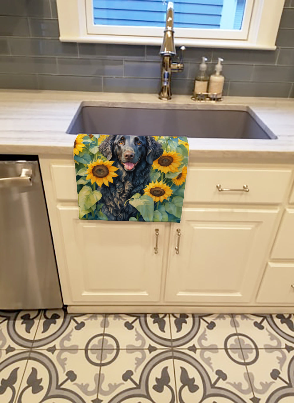 Buy this Curly-Coated Retriever in Sunflowers Kitchen Towel