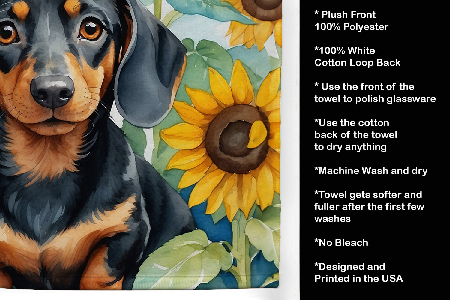 Dachshund in Sunflowers Kitchen Towel