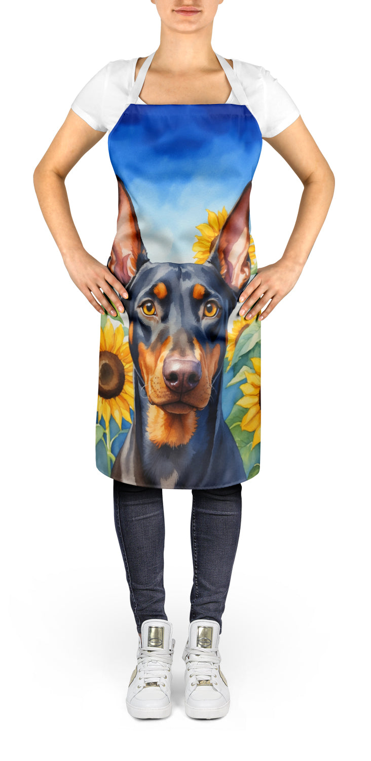 Buy this Doberman Pinscher in Sunflowers Apron