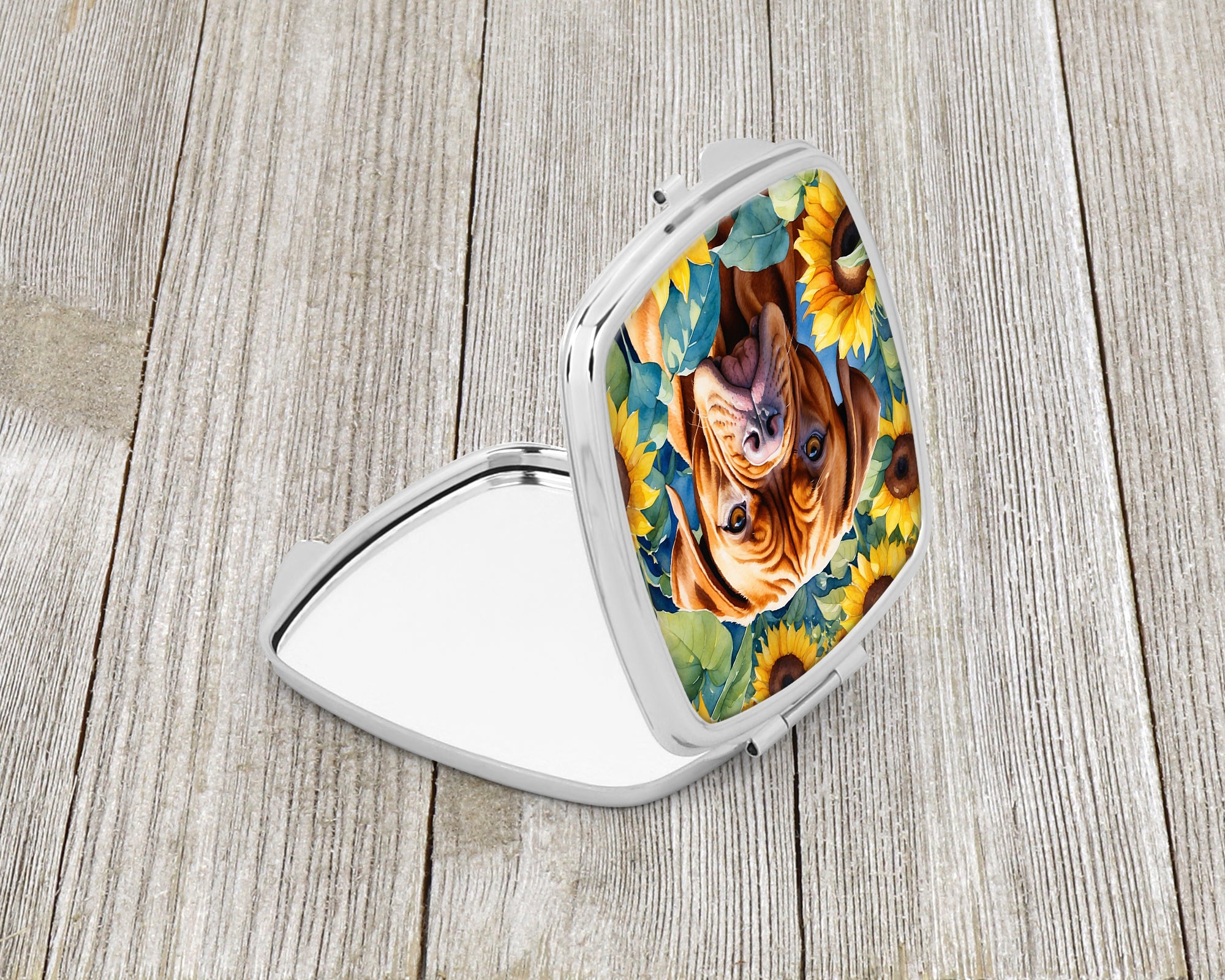 Buy this Dogue de Bordeaux in Sunflowers Compact Mirror