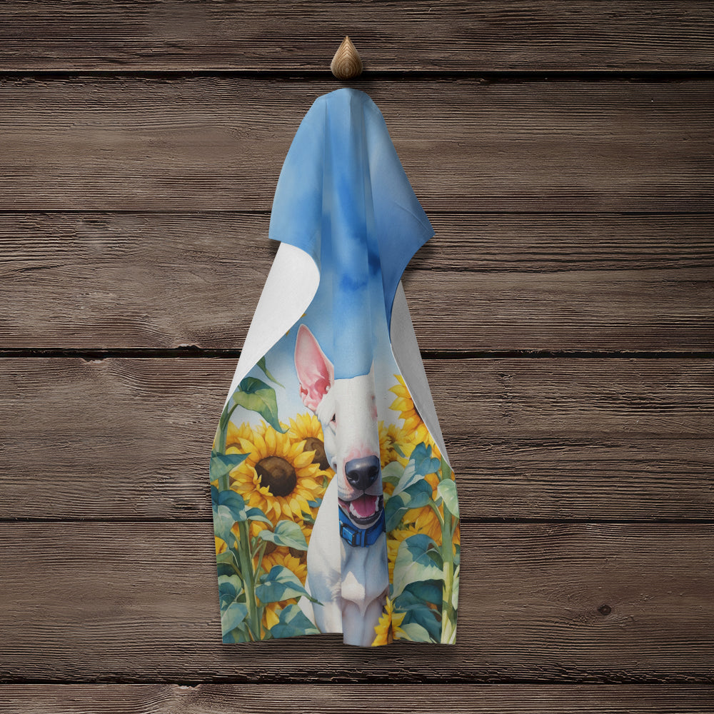 English Bull Terrier in Sunflowers Kitchen Towel