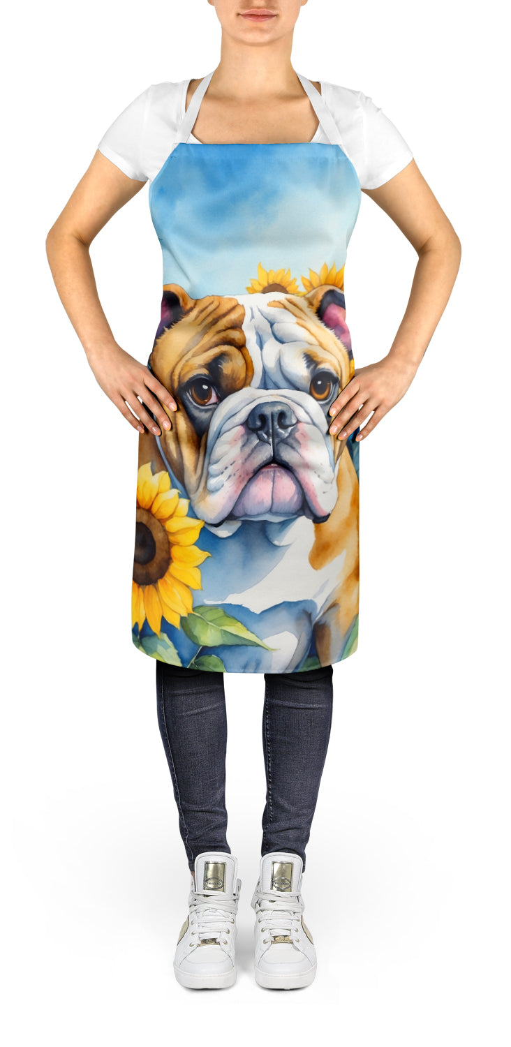 Buy this English Bulldog in Sunflowers Apron