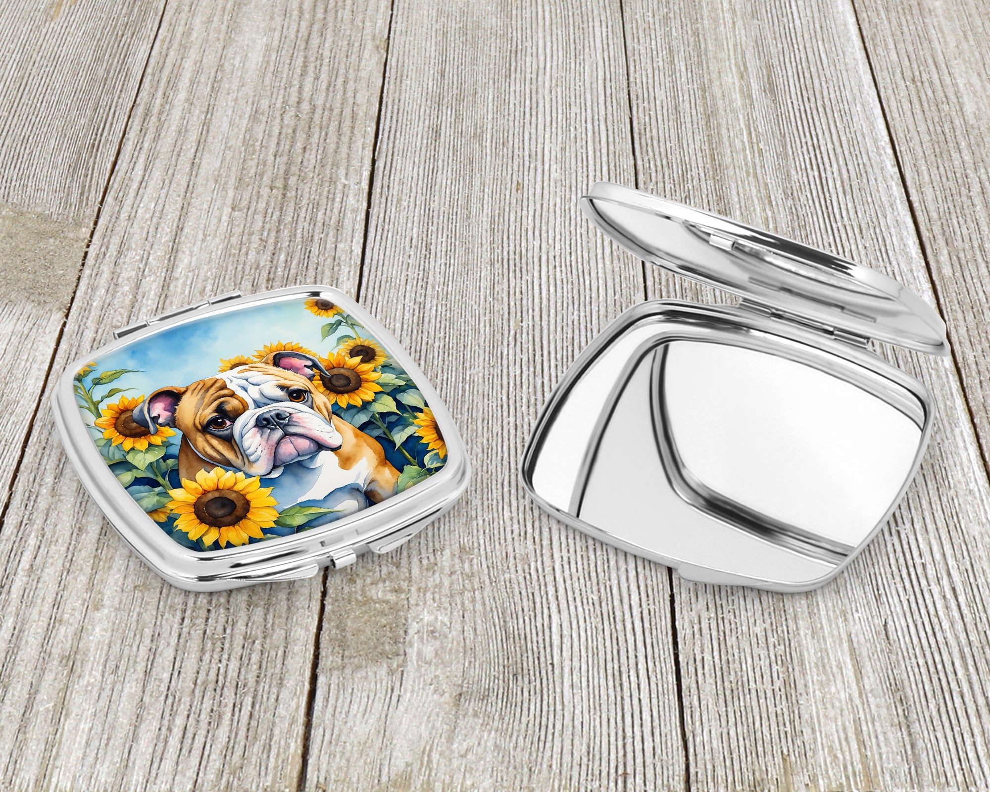 English Bulldog in Sunflowers Compact Mirror