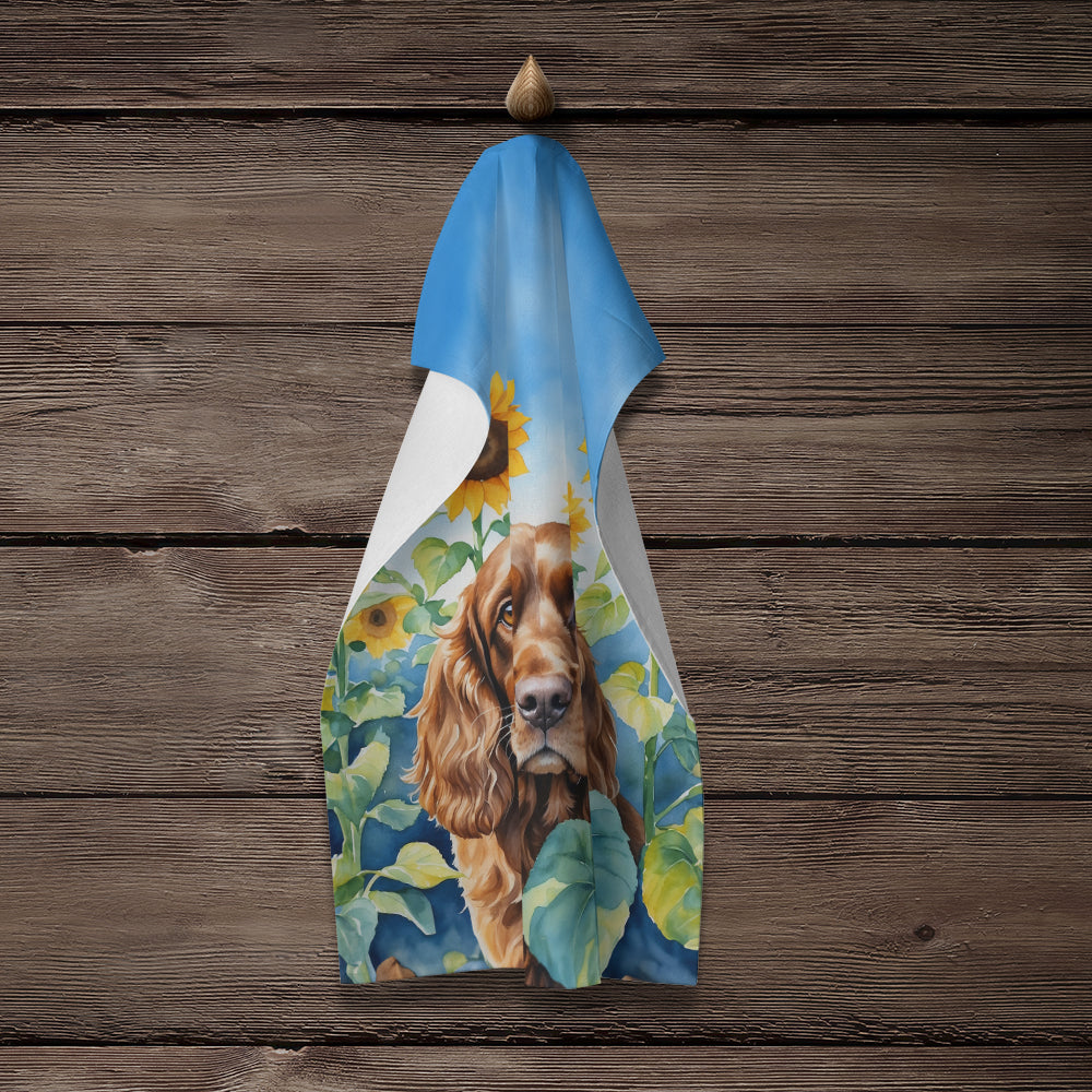 English Cocker Spaniel in Sunflowers Kitchen Towel