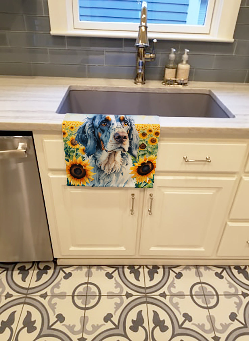 English Setter in Sunflowers Kitchen Towel