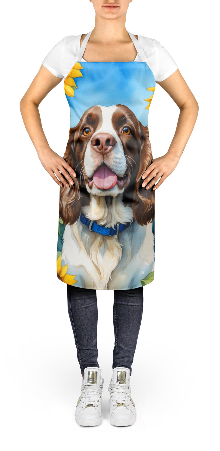 English Springer Spaniel in Sunflowers Apron