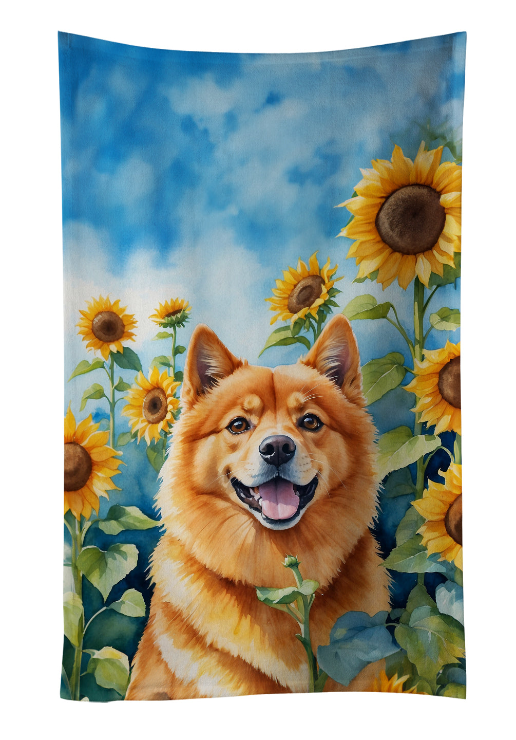 Buy this Finnish Spitz in Sunflowers Kitchen Towel