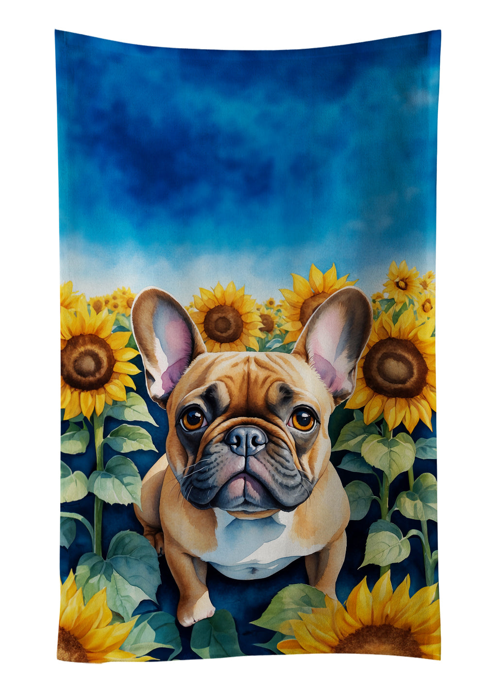 Buy this French Bulldog in Sunflowers Kitchen Towel