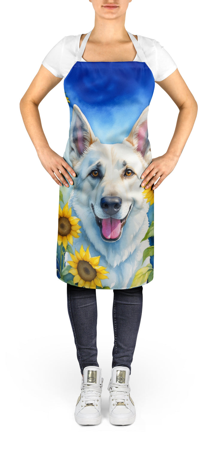 Buy this White German Shepherd in Sunflowers Apron