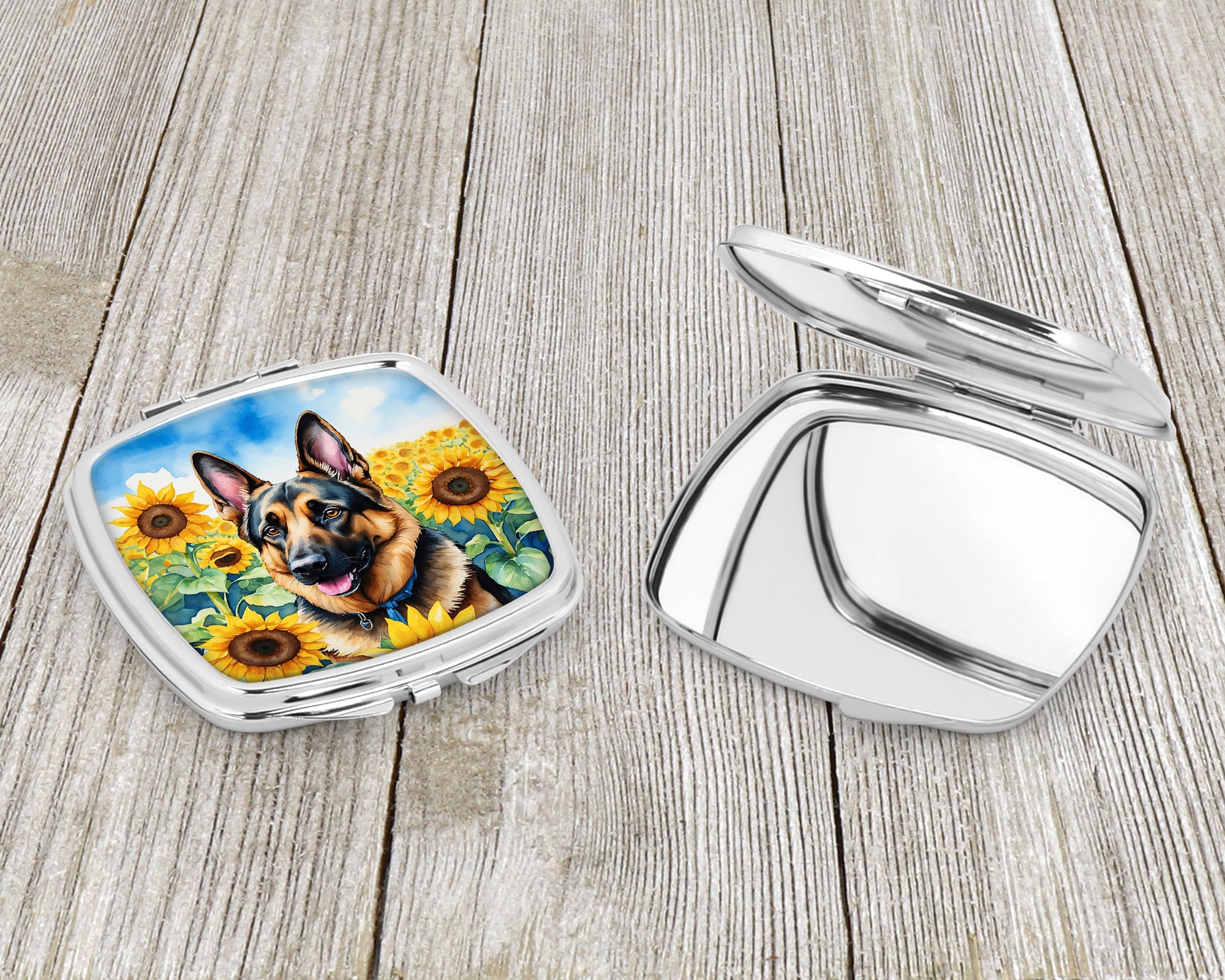 German Shepherd in Sunflowers Compact Mirror