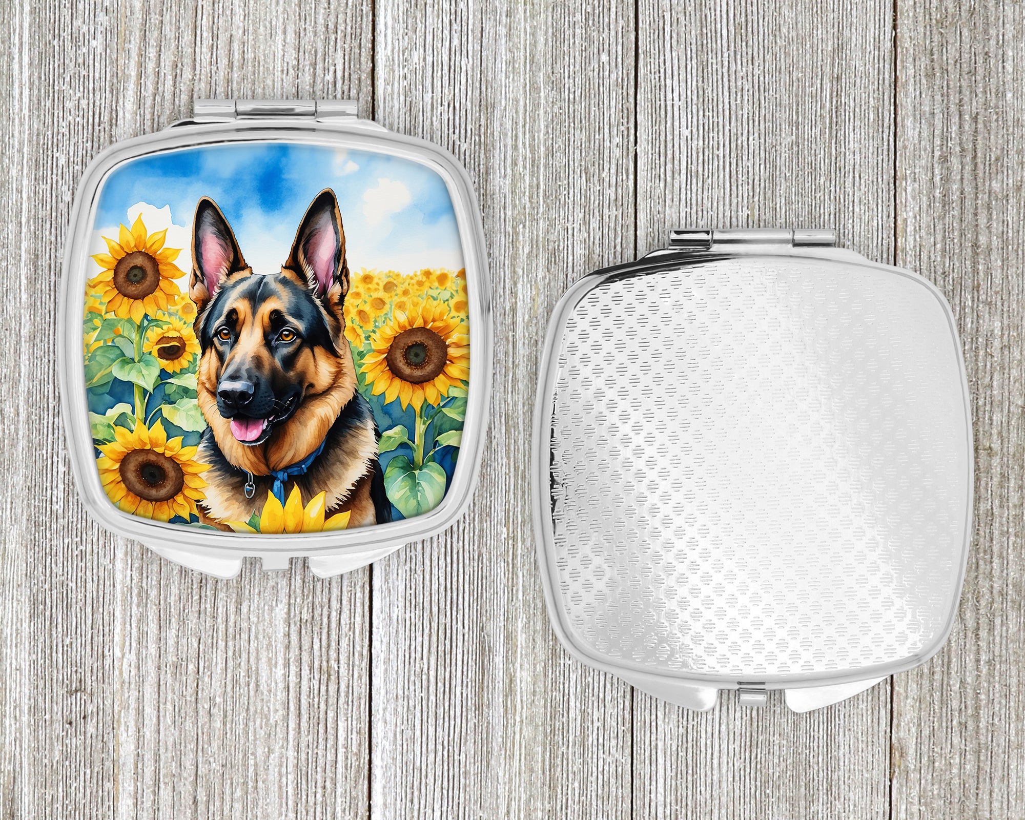 German Shepherd in Sunflowers Compact Mirror