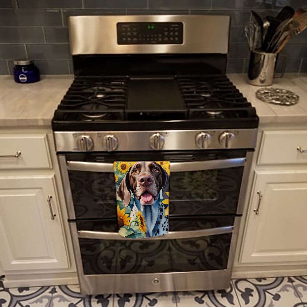 German Shorthaired Pointer in Sunflowers Kitchen Towel