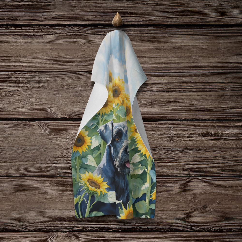 Giant Schnauzer in Sunflowers Kitchen Towel