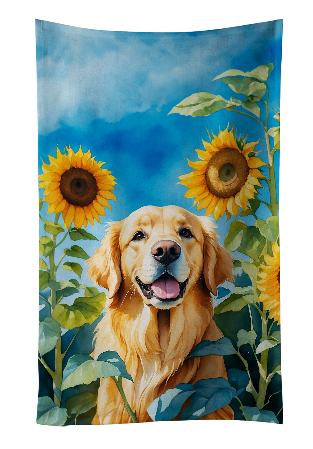 Buy this Golden Retriever in Sunflowers Kitchen Towel