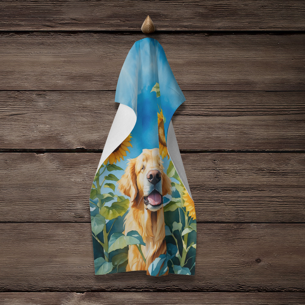 Golden Retriever in Sunflowers Kitchen Towel