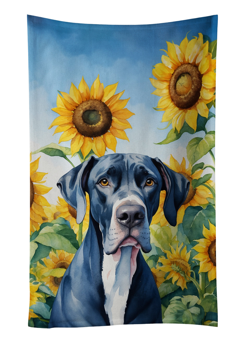 Buy this Great Dane in Sunflowers Kitchen Towel